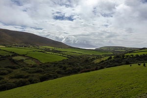 A view of the countrys8ide and hills in Ireland